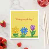 Hübsch-gelb-violette Blüten Gelbe Napkins Serviette (Beispiel)