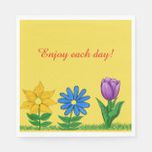 Hübsch-gelb-violette Blüten Gelbe Napkins Serviette (Vorderseite)