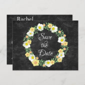 Hübsch Gelbblütenkranz Save the Date Ankündigungspostkarte (Vorne/Hinten)