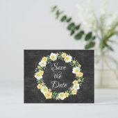 Hübsch Gelbblütenkranz Save the Date Ankündigungspostkarte (Stehend Vorderseite)