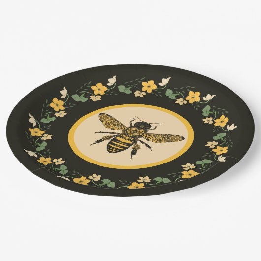 Hübsch-gelbe Blume Pappteller (Schrägansicht)