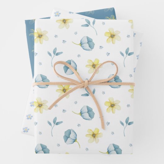 Hübsch-gelbe Blütendusche Geschenkpapier Set (Beispiel)