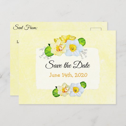 Hübsch Gelbe Daffodische Blume Save the Date Postkarte (Vorne/Hinten)