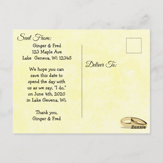 Hübsch Gelbe Daffodische Blume Save the Date Postkarte (Rückseite)