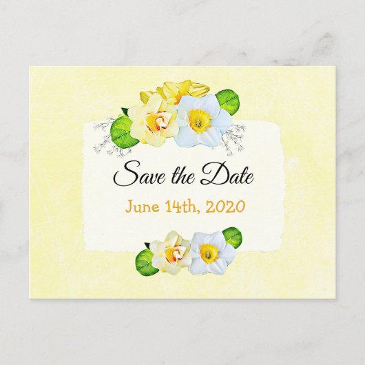 Hübsch Gelbe Daffodische Blume Save the Date Postkarte (Vorderseite)