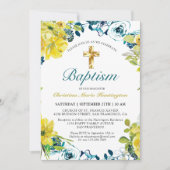 Hübsch Gelbe Dunkelblauer Blütengoldkreuz Einladung (Vorderseite)