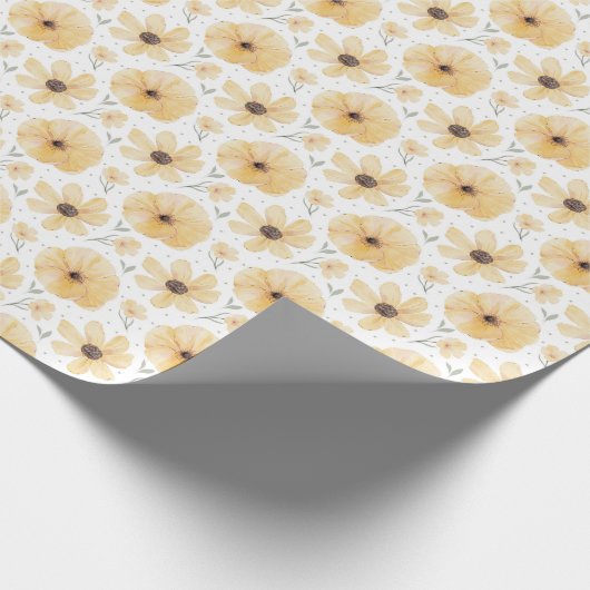 Hübsch Gelbe Flora Geschenkpapier (Ecke)