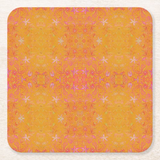 Hübsch Gelbe Flora Rechteckiger Pappuntersetzer (Vorderseite)