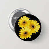 Hübsch-Gelbe Gerber-Daisy-Nah-Up-Fotografien Button (Vorne & Hinten)