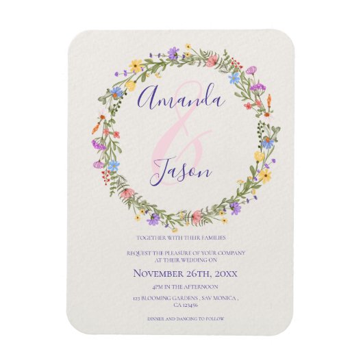 Hübsch-Gelbe Lila Wildblumen-Kränzereien Magnet (Vertikal)