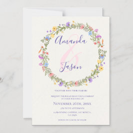 Hübsch-Gelbe Lila Wildblumen-Kränzereien Magneteinladung