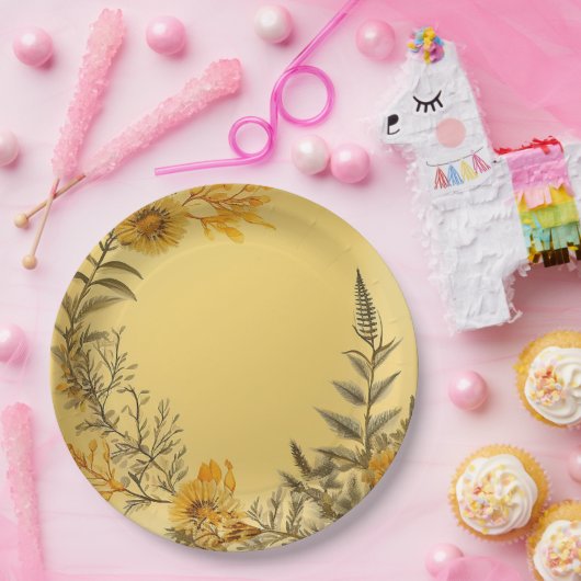 Hübsch Gelbe Lüsterne Ferns Greenery Pappteller (Party)