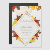 Hübsch-gelbe Rot-Rustikale Blumenhochzeit Magnetkarte (Vorne/Hinten)