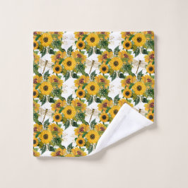 Hübsch-Gelbe Sonnenblume Bouquet-Libellen Waschlappen