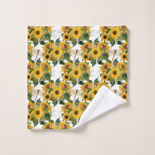 Hübsch-Gelbe Sonnenblume Bouquet-Libellen Waschlappen (Waschlappen)