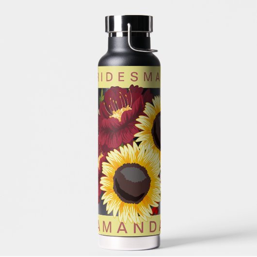 Hübsch-Gelbe Sonnenblume Brautjungfrau Hochzeit Trinkflasche (Links)