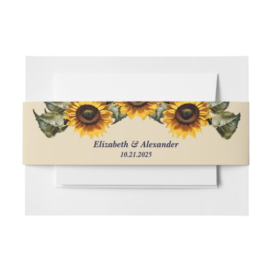 Hübsch-gelbe Sonnenblume Einladungsbanderole (Vorderseite Beispiel)