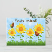 Hübsch Gelbe Sonnenblume Geburtstagsparty Einladun Einladung (Stehend Vorderseite)