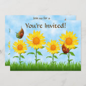 Hübsch Gelbe Sonnenblume Geburtstagsparty Einladun Einladung (Vorne/Hinten)