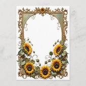 Hübsch Gelbe Sonnenblume mit Kunstrahmen Hochzeit Begleitkarte (Rückseite)