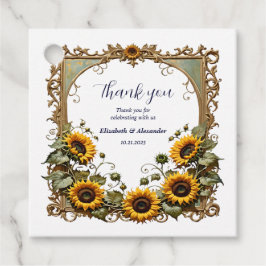 Hübsch Gelbe Sonnenblume mit Kunstrahmen Hochzeit Geschenkanhänger