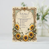 Hübsch Gelbe Sonnenblume mit Kunstrahmen Hochzeit RSVP Karte (Stehend Vorderseite)