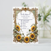 Hübsch Gelbe Sonnenblume mit Kunstrahmen Hochzeit RSVP Karte (Stehend Vorderseite)