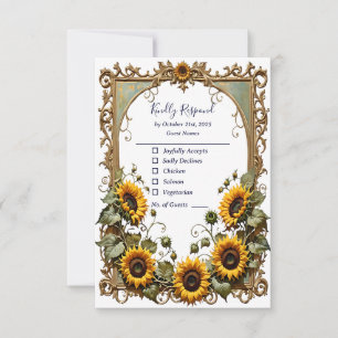 Hübsch Gelbe Sonnenblume mit Kunstrahmen Hochzeit RSVP Karte