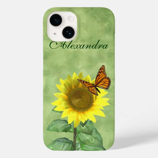 Hübsch Gelbe Sonnenblume und Orangenschmetterling Case-Mate iPhone Hülle (Rückseite)