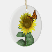 Hübsch Gelbe Sonnenblume und Orangenschmetterling Keramikornament (Rechts)