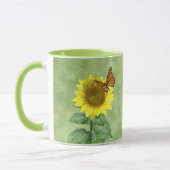 Hübsch Gelbe Sonnenblume und Orangenschmetterling Tasse (Links)