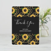 Hübsch Gelbe Sonnenblumen Stilvolles Muster Vielen Dankeskarte (Stehend Vorderseite)