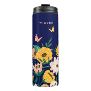 Hübsch Gelbe Sonnenblumen Wildblumen & Schmetterli Thermosbecher