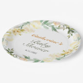 Hübsch-gelbe Wasserfarbenflorentücher-Babydusche Pappteller (Schrägansicht)