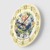 Hübsch-gelber Angel-Kherub Große Wanduhr (Winkel)