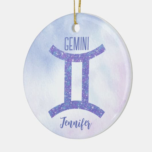 Hübsch Gemini Astrologie Signieren Personalisiert Keramik Ornament (Links)