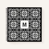 Hübsch geometrisch Schwarz-weißes Monogramm Notizblock (Vorderseite)
