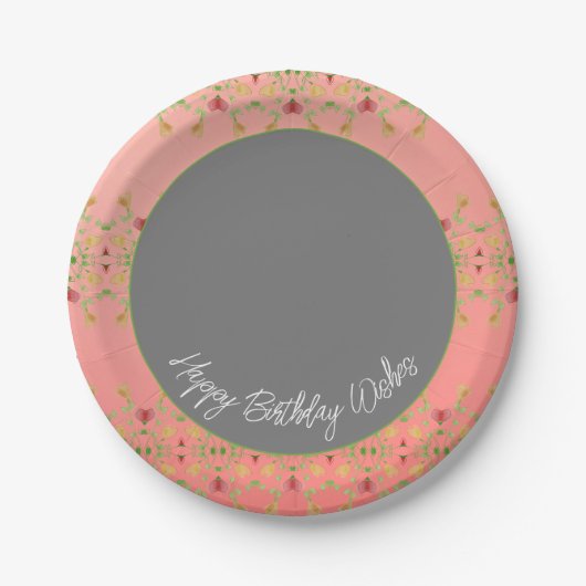 Hübsch gepinkt und dunkelgrau rund pappteller (Vorderseite)