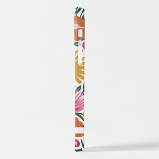 Hübsch gestrichen Florals Magenta Orange Name iPhone Hülle (Linke Seite)