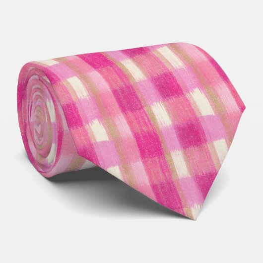 Hübsch gestrichen Rosa Kariert - Neck Tie Krawatte (Gerollt)