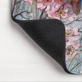 Hübsch gestrichene Blauvögel und Blume Mousepad (Ecke)