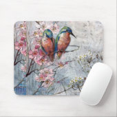 Hübsch gestrichene Blauvögel und Blume Mousepad (Mit Mouse)
