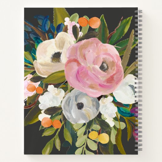 Hübsch gestrichene botanische Bliss | Schwarz Notizblock (Rückseite)