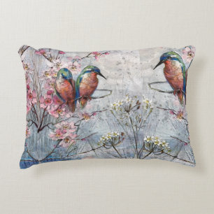 Hübsch gestrichene Kingfisher und Blume Dekokissen