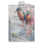 Hübsch gestrichene Kingfisher und Blume Flachmann (Rückseite)