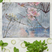 Hübsch gestrichene Kingfisher und Blume Geschirrtuch (Gefaltet)