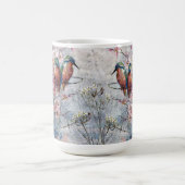 Hübsch gestrichene Kingfisher und Blume Kaffeetasse (Mittel)