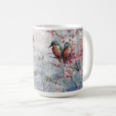 Hübsch gestrichene Kingfisher und Blume Kaffeetasse (VorderseiteRechts)