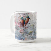 Hübsch gestrichene Kingfisher und Blume Kaffeetasse (Vorderseite Links)