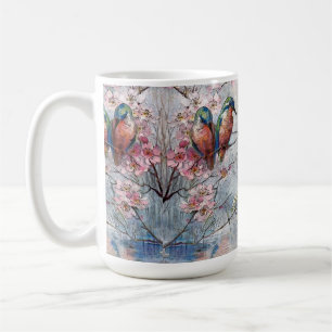 Hübsch gestrichene Kingfisher und Blume Kaffeetasse